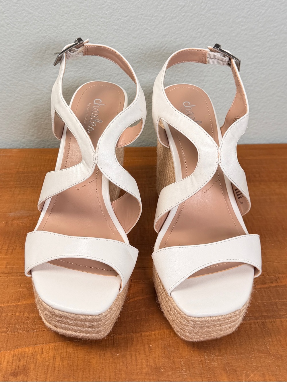 Charles by Charles David White Espadrille Wedge Sandals with Ankle Strap - Picture 2 of 9